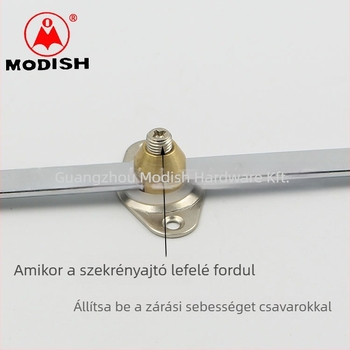 MODISH Szekrényajtó támasztó rúd, hideg hengerelt vas + réz tengely, 009 modell, modern-minimalista stílus, felület: világos króm