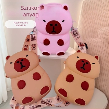 Capybara szilikon érmes pénztárca – gyerekeknek való keresztpántos táska, animés mintával, univerzális, alkalmas óvodásoknak, játékos és aranyos stílus