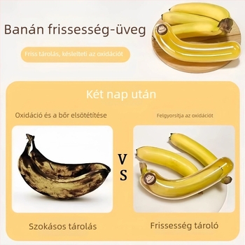 Banán tároló doboz – PP, élelmiszer-minőségű, fedéllel, oxidáció elleni védelem, hordozható gyümölcs-tároló