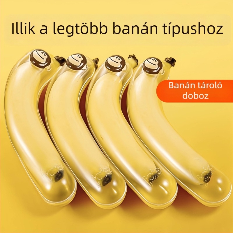 Banán tároló doboz – PP, élelmiszer-minőségű, fedéllel, oxidáció elleni védelem, hordozható gyümölcs-tároló