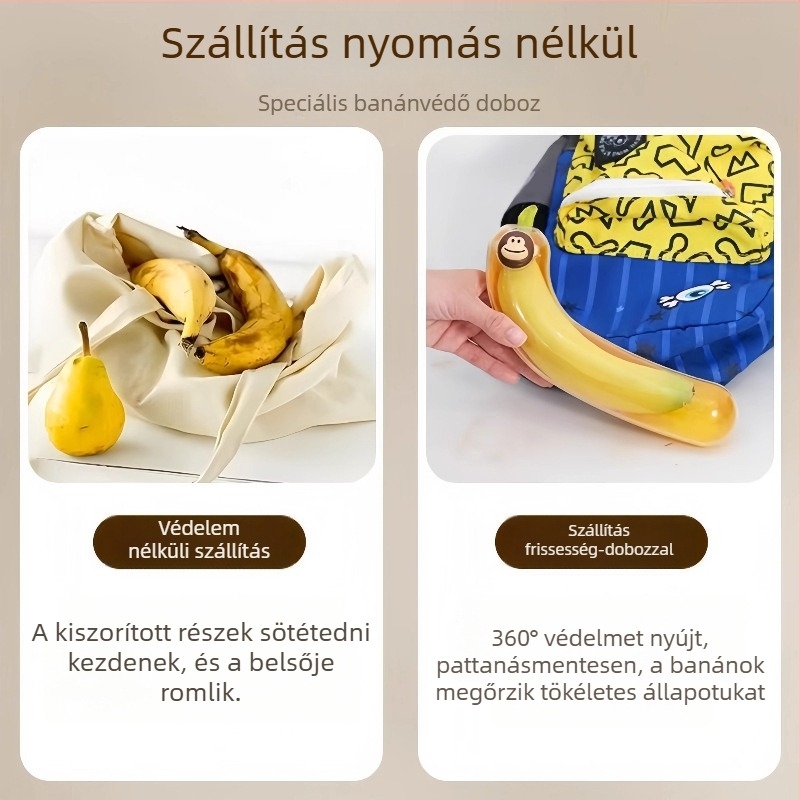 Banán tároló doboz – PP, élelmiszer-minőségű, fedéllel, oxidáció elleni védelem, hordozható gyümölcs-tároló