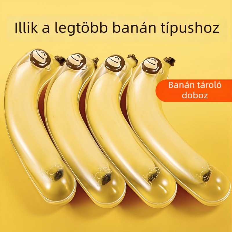 Banán tároló doboz – PP, élelmiszer-minőségű, fedéllel, oxidáció elleni védelem, hordozható gyümölcs-tároló