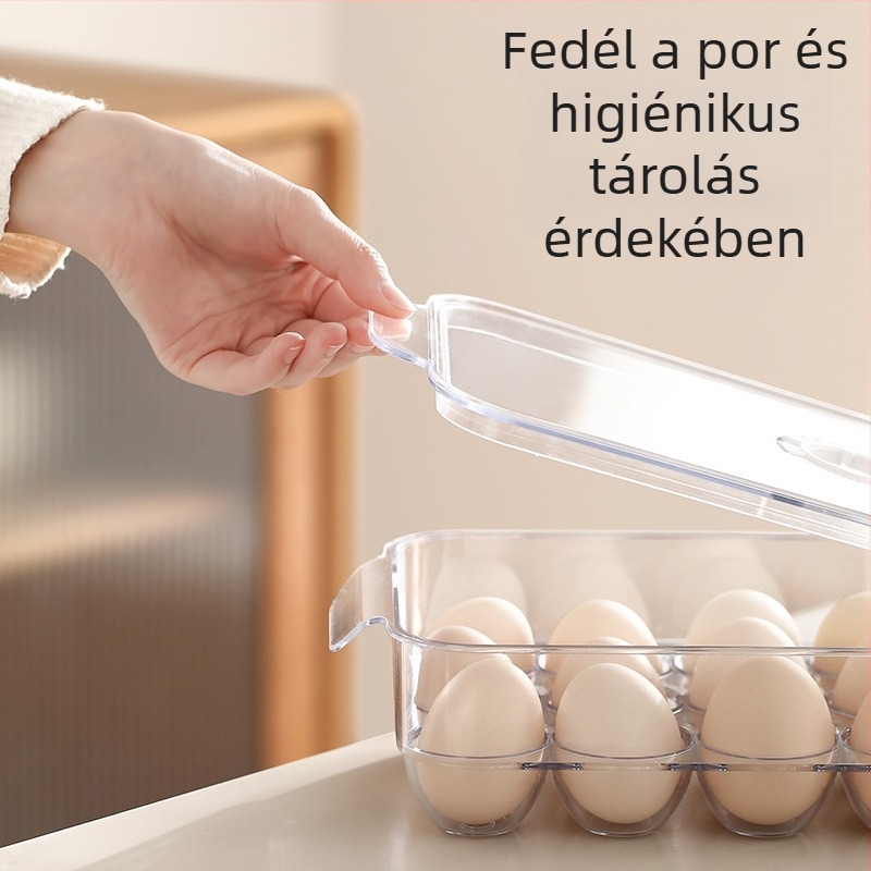 FaSoLa Tojástároló doboz – PET anyag, Mélyebb tojás rekesz, Nagy kapacitás, Fedéllel, Megőrzi a frissességet