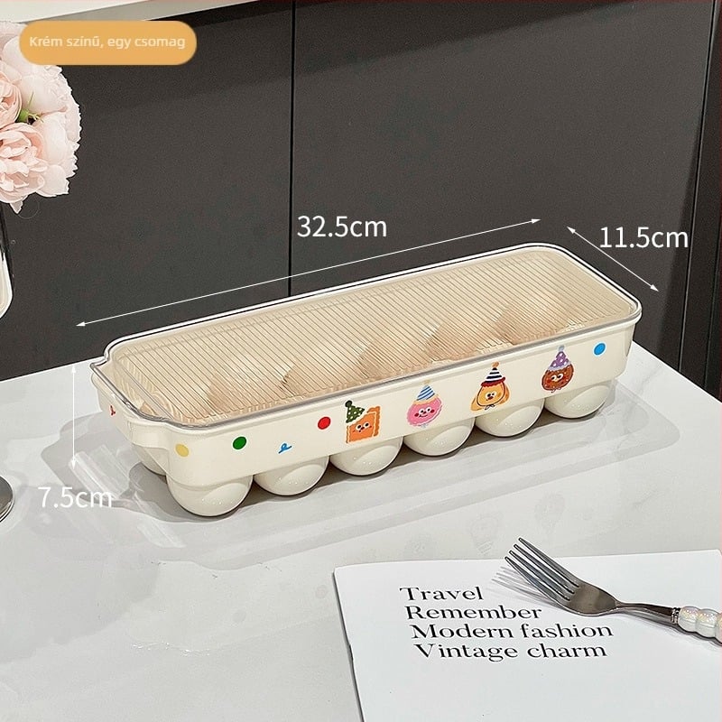 Tojáskarton krém stílusban, PET anyagú, tojások tárolására és frissességének megőrzésére