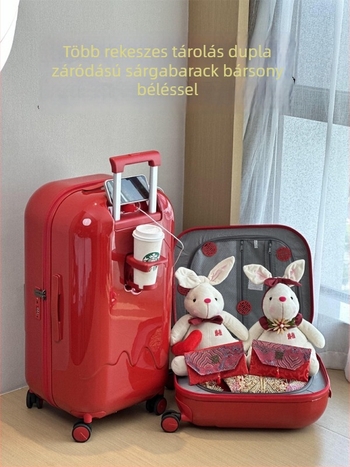 ABS+PC burkolatú utazótáska (TSA kombinált zár; cipzáras nyitás; univerzális kerekek; bélés barackbőr-hatású)