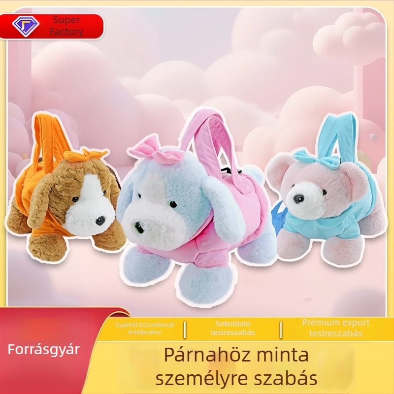 Plüss gyerekeknek szóló pénztárca rajzolt állatos mintával, Velcro zárás