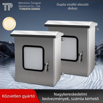 Kétajtós kültéri elektromos szekrény 304 rozsdamentes acélból, IP30, testreszabható.