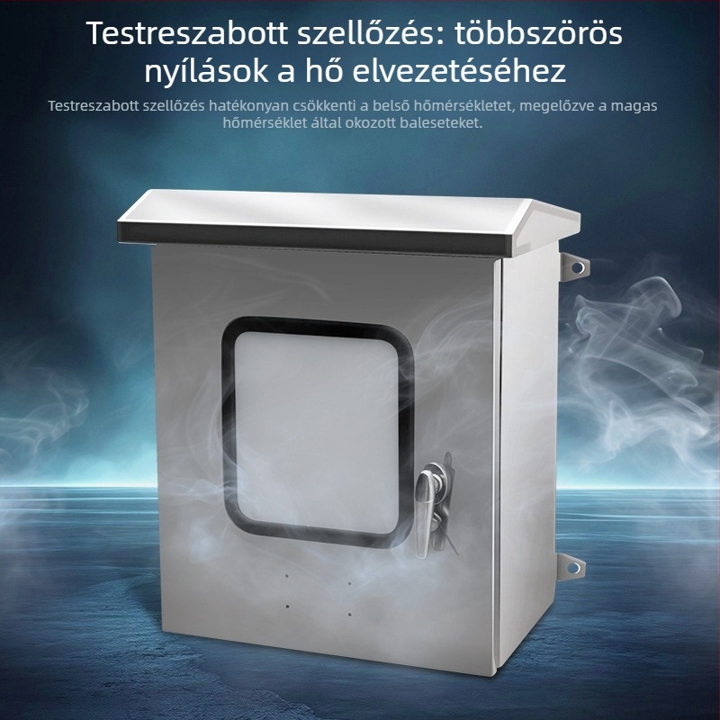 Kétajtós kültéri elektromos szekrény 304 rozsdamentes acélból, IP30, testreszabható.