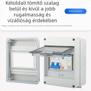 HT-5 vízálló elosztó doboz, 5 áramkör, műanyag, felületre szerelt, 2P védelmi megszakító