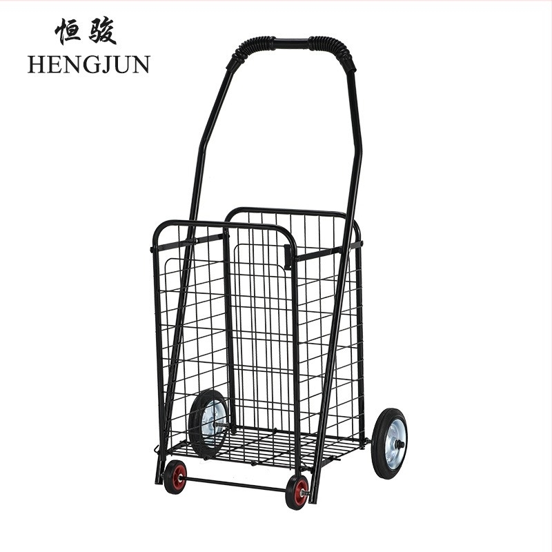 Összecsukható vasból készült négykerekű bevásárlókocsi, hordozható, max terhelés 25 kg