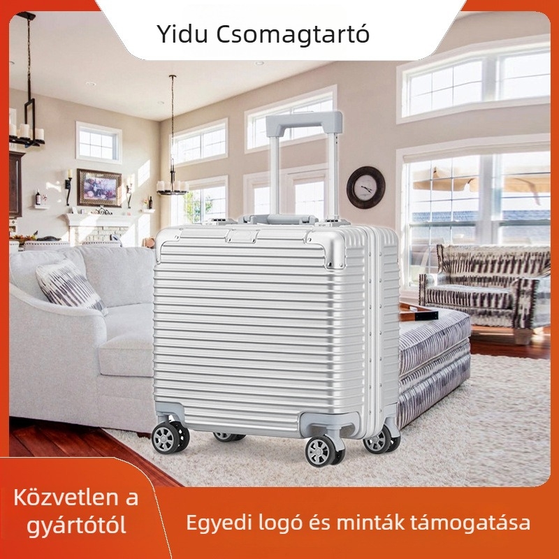 Könnyű, uniszex üzleti gurulós bőrönd, ABS+PC anyag, 2 kg, cipzáras zárás, vízálló, csíkos mintázat, poliészter bélés