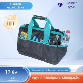 Kézi szerszámtáska, vízálló, több zseb, vastagodott és robosztus kivitel, műanyag alja