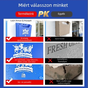 PP műanyag üreges paneles futárdoboz, összecsukható, vízálló és nedvességálló, injekciós öntéses gyártás, igény szerint testreszabható