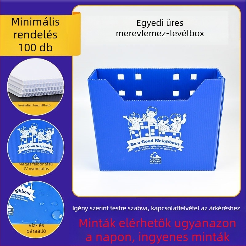 PP műanyag üreges paneles futárdoboz, összecsukható, vízálló és nedvességálló, injekciós öntéses gyártás, igény szerint testreszabható