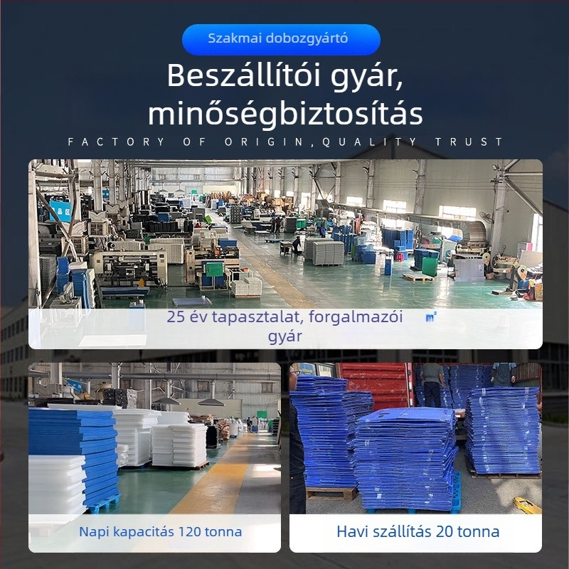 PP műanyag üreges paneles futárdoboz, összecsukható, vízálló és nedvességálló, injekciós öntéses gyártás, igény szerint testreszabható