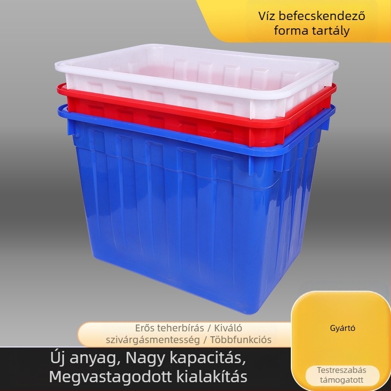 Téglalap alakú HDPE víztartály – Injection-molded akvakultúrás tartály, 0,5 mm falvastagság, kapacitások 400L/300L/200L/160L/90L