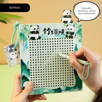 Baimao Panda kínai stílusú mágneses golyós rajztábla kulcstartó, nagy, kreatív hátizsák-függő