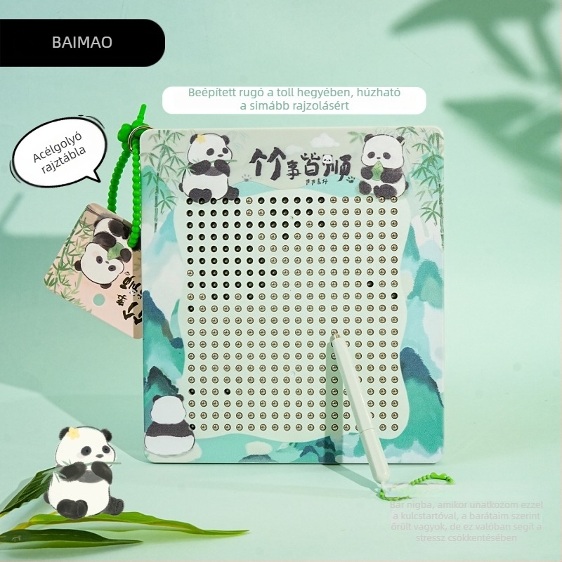 Baimao Panda kínai stílusú mágneses golyós rajztábla kulcstartó, nagy, kreatív hátizsák-függő