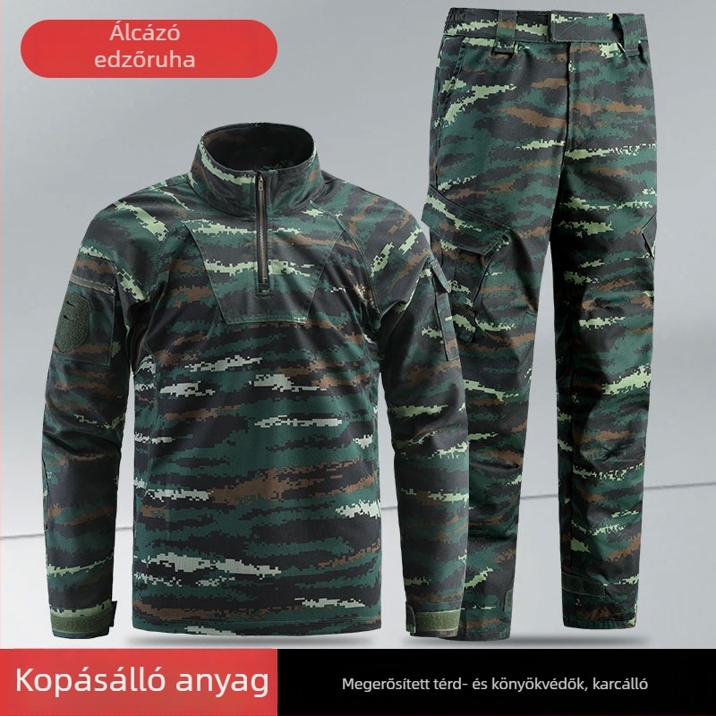 Nyári tigriscsíkos kamuflállal overall, kopásálló, kültéri edzésekhez, teljes készlet oktatónak