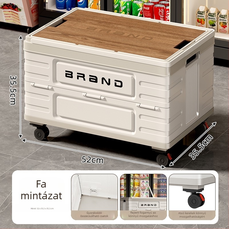 Négykerekű bevásárlókocsi, műanyag konstrukció, logó nyomtatás elérhető