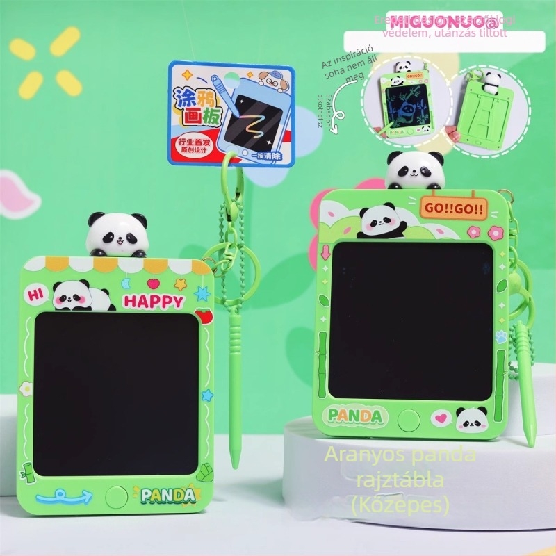 Kulcstartó mini graffiti írás-táblával, Panda motívum, műanyag, aranyos stílus, párok számára