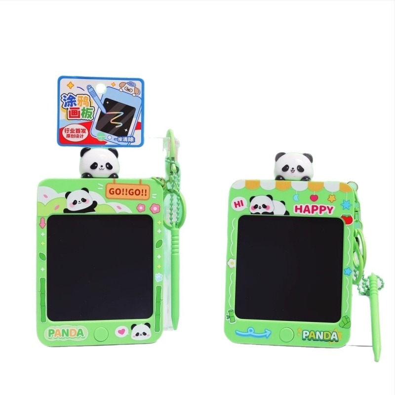 Kulcstartó mini graffiti írás-táblával, Panda motívum, műanyag, aranyos stílus, párok számára