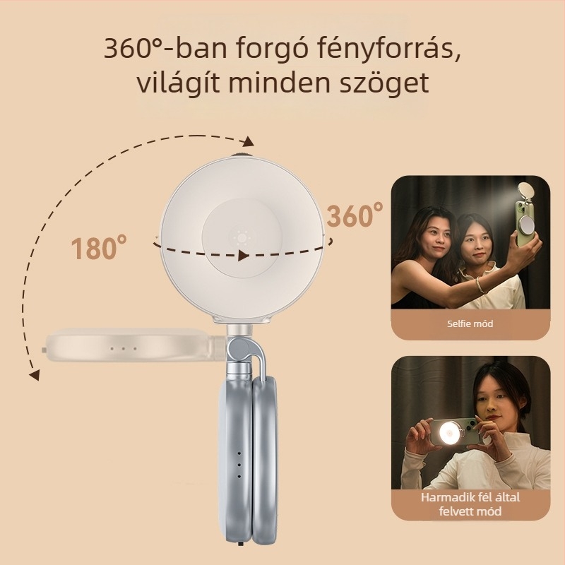 Taixun S5-BGD-01 Mágneses Háromszínű Szépségfény Okostelefonokhoz, Szénszálas Test, Maximális Terhelés 2–5 kg, Tömeg 150 g