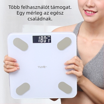 Way One MX80 Digitális testösszetétel-mérleg LCD kijelzővel, 360 kg kapacitás, edzett üveg, akkumulátor/újratölthető
