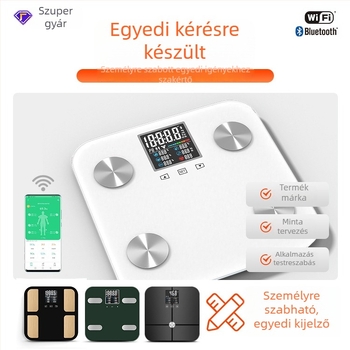 Bluetooth-kapcsolatú testzsírmérleg, adatok szinkronizálása az alkalmazással, méri a testsúlyt, testzsírt, kalóriákat és nedvességet, maximális teher 180 kg, akkumulátoros működés