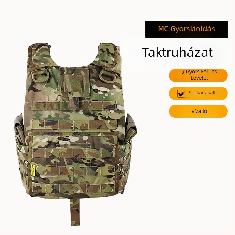 Kamuflált golyóálló mellény gyorsoldós taktikai mellény, uniszex, egész éves, vízálló, szélálló, kopásálló