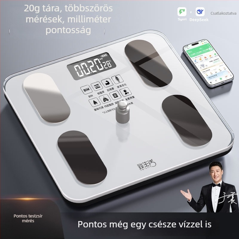Intelligens testzsírmérleg, magas pontosságú, újratölthető, otthoni használatra, digitális mérleg