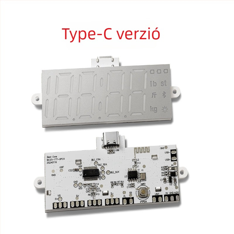 Okos Bluetooth testzsírmérleg LED kijelzővel, 200 kg kapacitással, újratölthető akkumulátorral