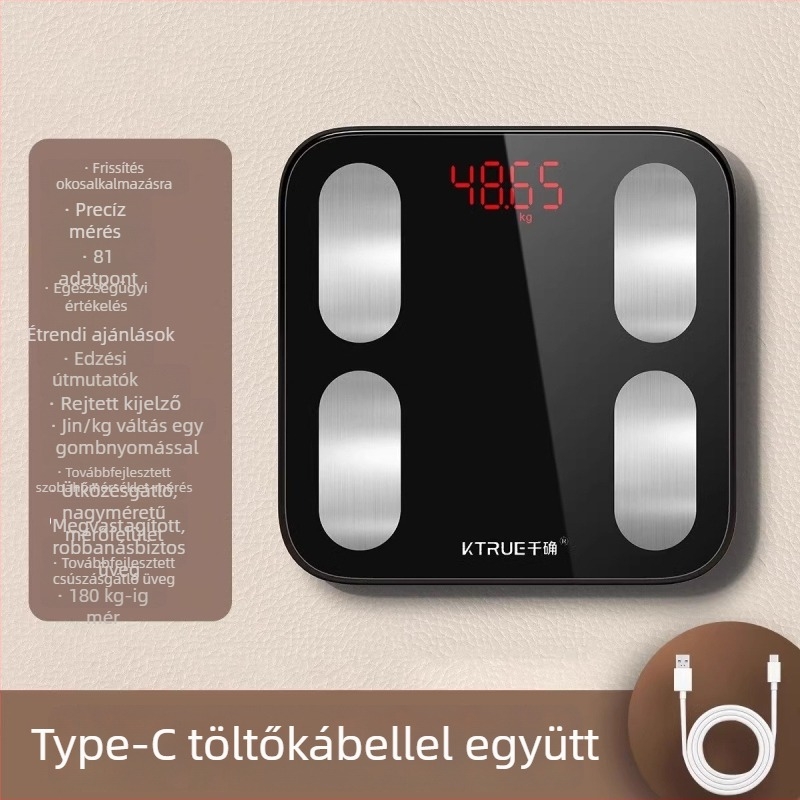 Okos testzsírmérő és testsúlymérő – otthoni használatra, digitális mérleg