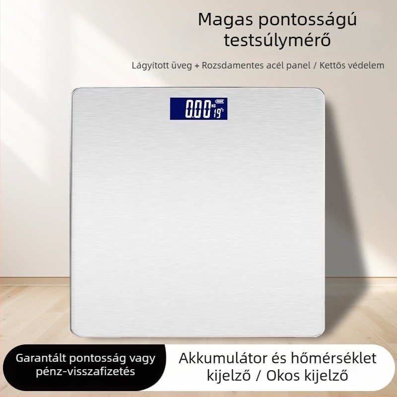 Otthoni digitális testtömeg-mérleg – nagy pontosságú, működik elemmel, méri a testtömeget, maximális terhelhetőség 150 kg