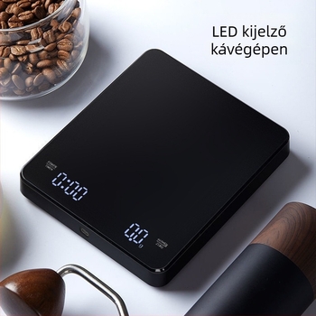 KC-2150C Újratölthető kávémérleg, mérési tartomány 3 kg/0,1 g, elektronikus mérés, USB- vagy AA-számláról működik, multifunkcionális konyhai mérleg