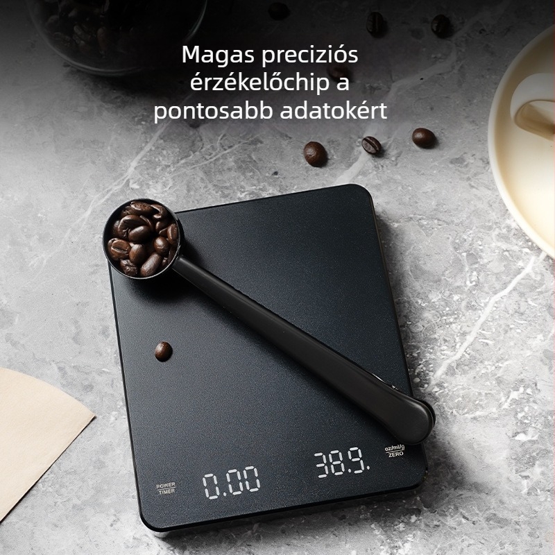 KC-2150C Újratölthető kávémérleg, mérési tartomány 3 kg/0,1 g, elektronikus mérés, USB- vagy AA-számláról működik, multifunkcionális konyhai mérleg