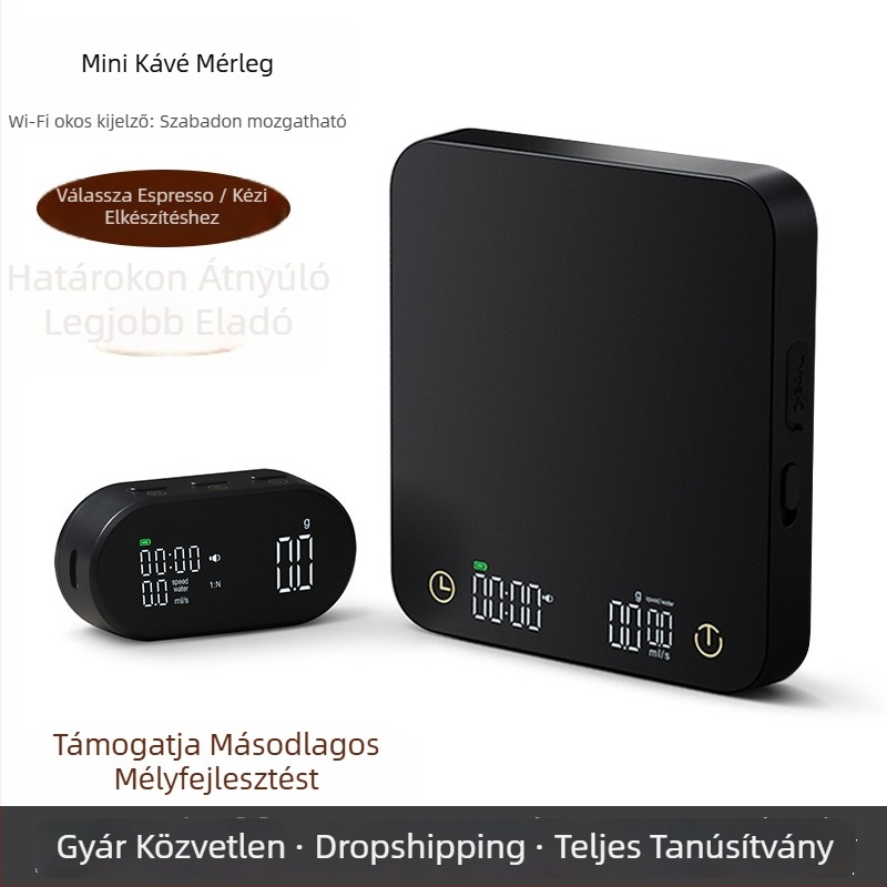 Mini kávémérleg Bluetooth időmérővel, kiváló pontosságú elektronikus mérleg olasz kávépörköléshez, modell DH-8706, mérési tartomány 3 kg/0,1 g, USB-C töltés, multifunkciós