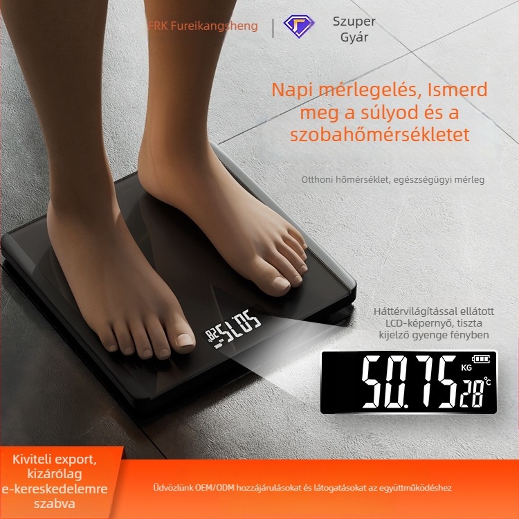 Digitális testtömegmérő testzsír- és víztartalom mérésével, kapacitás 3–180 kg, 2 hüvelykes LCD kijelző, edzett üveg, modell B88