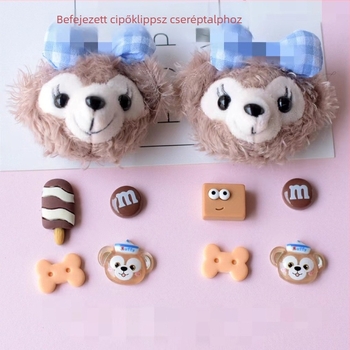 Shirley Mackófej – aranyos DIY cipődísz Duffy Mackó számára, masni dekor cipőhurok (Model 08; alkalmas papucsokra és szandálokra; stílus: aranyos; szezonok: nyár, tél, tavasz, ősz)
