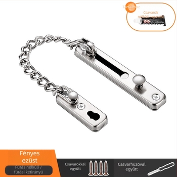 Ajtózár lánccal a lopás elleni védelemhez, 304 rozsdamentes acélból, Flat Ring márka, Style 2 modell, szekrényajtókhoz, modern egyszerű stílus, elektroplatált bevonat