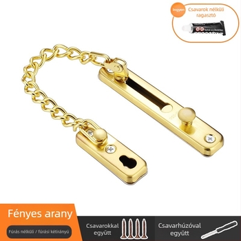 Ajtózár lánccal a lopás elleni védelemhez, 304 rozsdamentes acélból, Flat Ring márka, Style 2 modell, szekrényajtókhoz, modern egyszerű stílus, elektroplatált bevonat