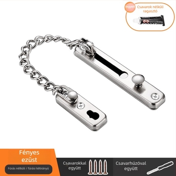 Ajtózár lánccal a lopás elleni védelemhez, 304 rozsdamentes acélból, Flat Ring márka, Style 2 modell, szekrényajtókhoz, modern egyszerű stílus, elektroplatált bevonat