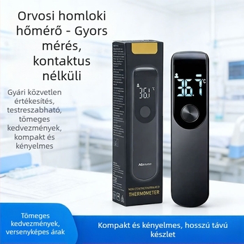 Nem érintő infravörös homlokhőmérő LCD-kijelzővel, gyors és pontos mérések, lázriasztás, kettős használat tests és tárgy hőmérsékletre, kézi orvosi hőmérő