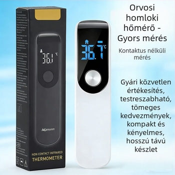 Nem érintő infravörös homlokhőmérő LCD-kijelzővel, gyors és pontos mérések, lázriasztás, kettős használat tests és tárgy hőmérsékletre, kézi orvosi hőmérő