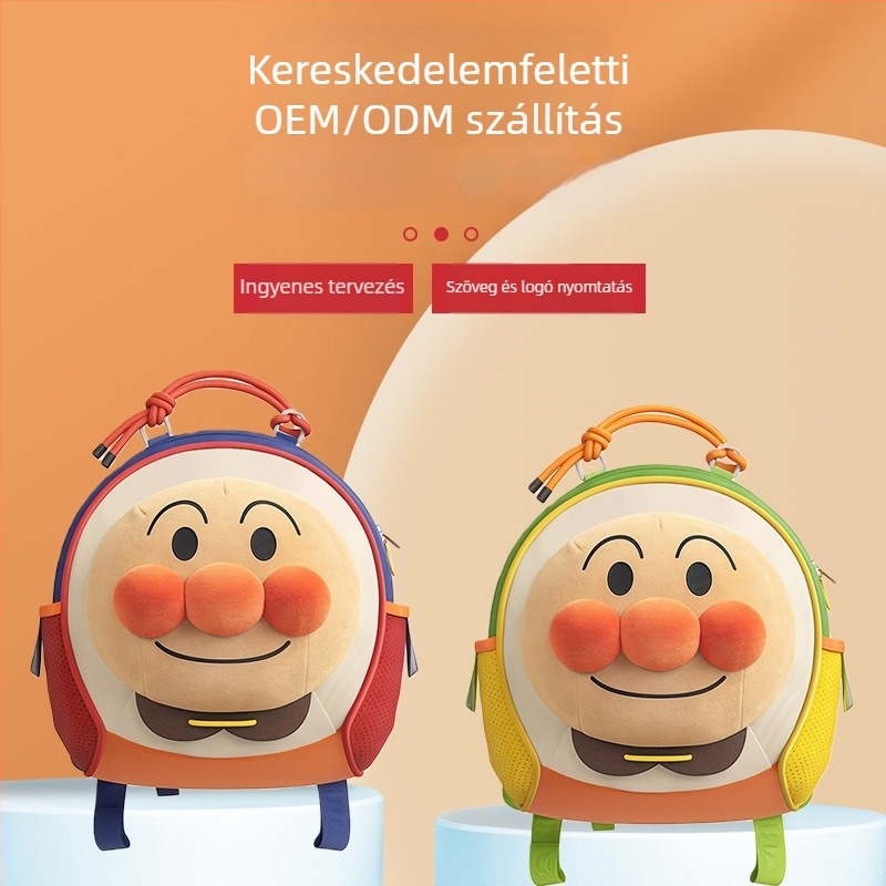 Gyerekeknek való iskolai hátizsák, uniszex, nejlon, lélegző, ultra könnyű, ergonomikus hátrész, majom minta