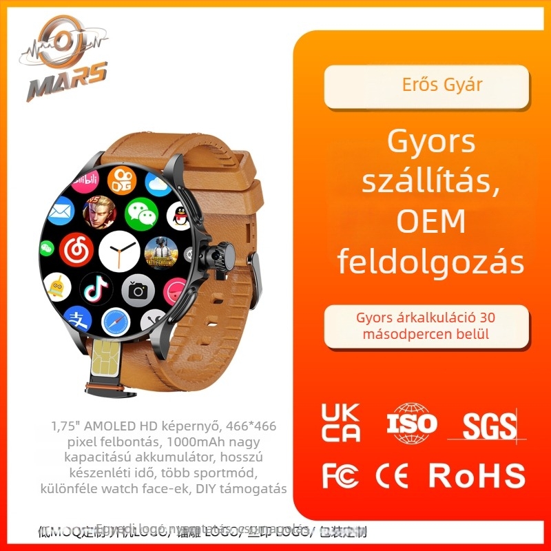 GT200 Android okosóra AMOLED kijelzővel, napi vízálló, pulzusmérés, vérnyomás mérés és vér oxigén-szaturáció mérése