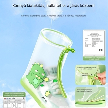 Gyermekek vízálló cipővédője, csúszásmentes, rajzfilmszerű stílus, PVC anyag