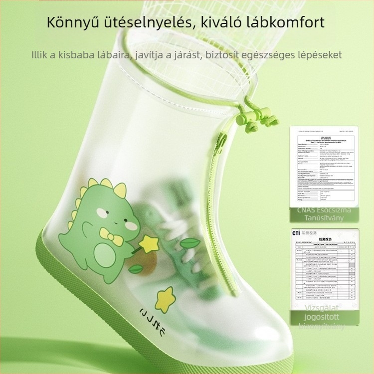 Gyermekek vízálló cipővédője, csúszásmentes, rajzfilmszerű stílus, PVC anyag