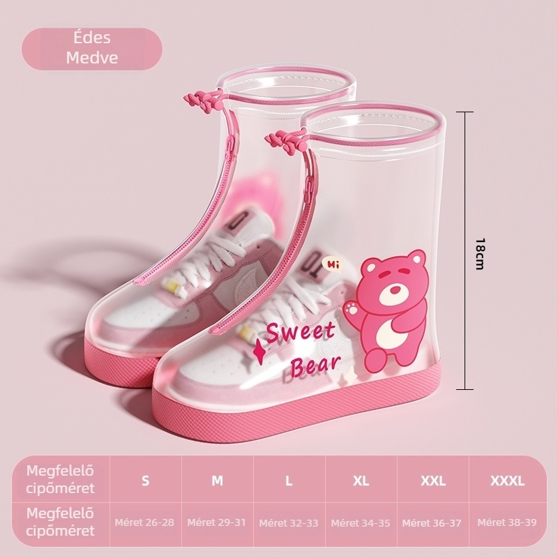 Gyermekek vízálló cipővédője, csúszásmentes, rajzfilmszerű stílus, PVC anyag