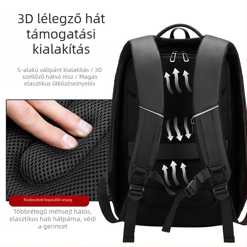 Utazó hátizsák, 20–35L kapacitás, PVC anyag, cseppálló vízállóság, 15,6 hüvelykes laptop befogadás, üzleti utazás stílus